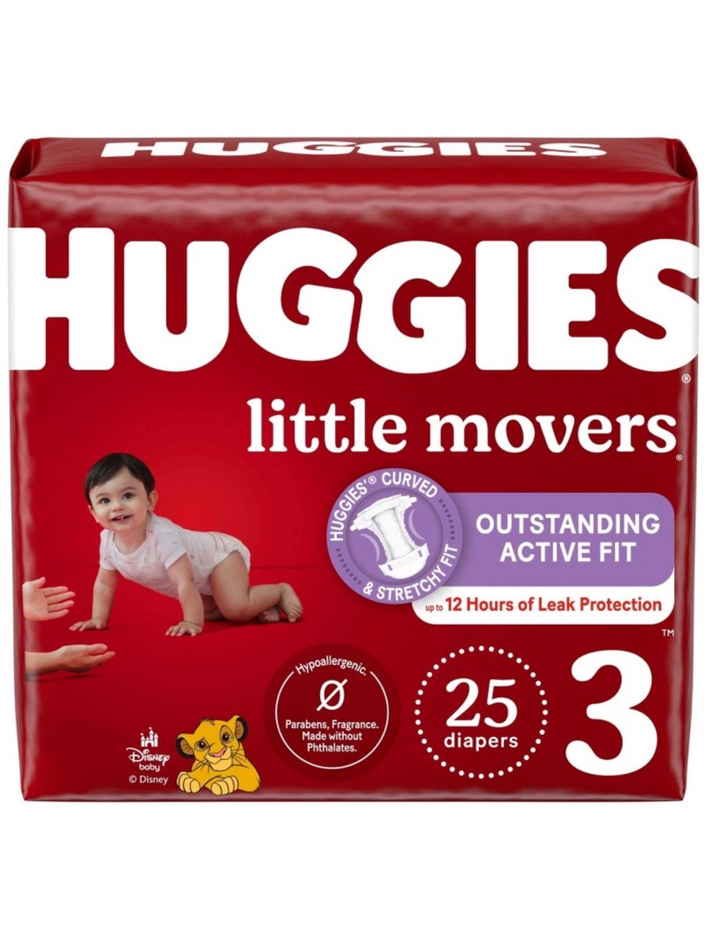 Huggies Little Movers Size 3 Diapers - Red Pack, 25 Count